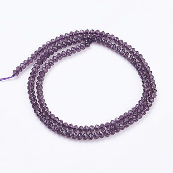 Glaskristallpärlor rondell lila mini 3 mm hel sträng