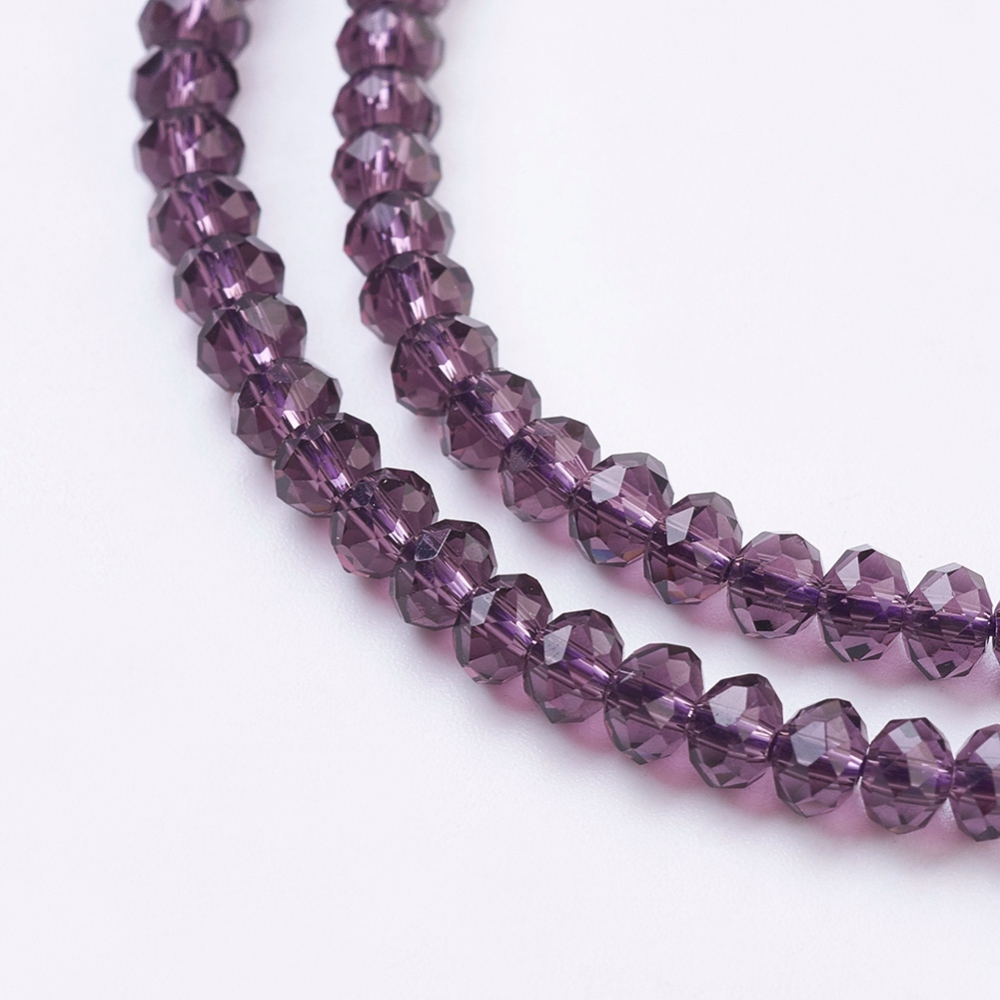 Glaskristallpärlor rondell lila mini 3 mm hel sträng - 2