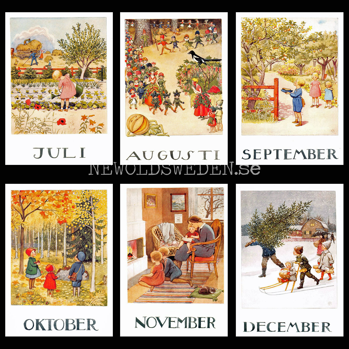 Månadsbild  Vykort 12-pack - Elsa Beskow - 3