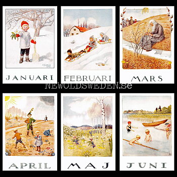 Månadsbild  Vykort 12-pack - Elsa Beskow