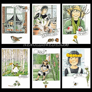 Månadsbilder 12-pack Linneas - Lena Andersson - Vykort