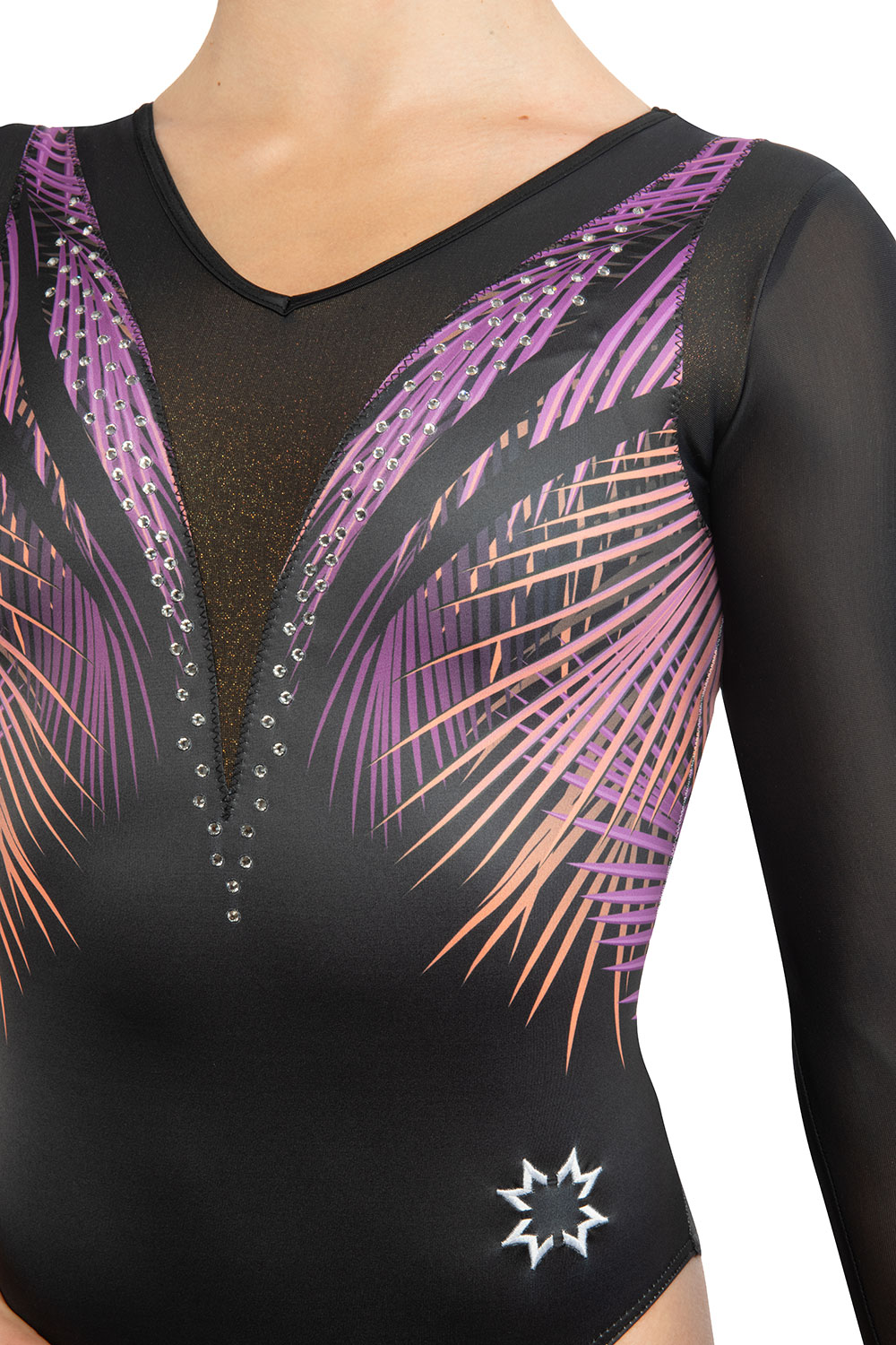 TROPICAL PEACH Turn og gymnastikk-drakt, sublimert stoff & mesh med stener - 4
