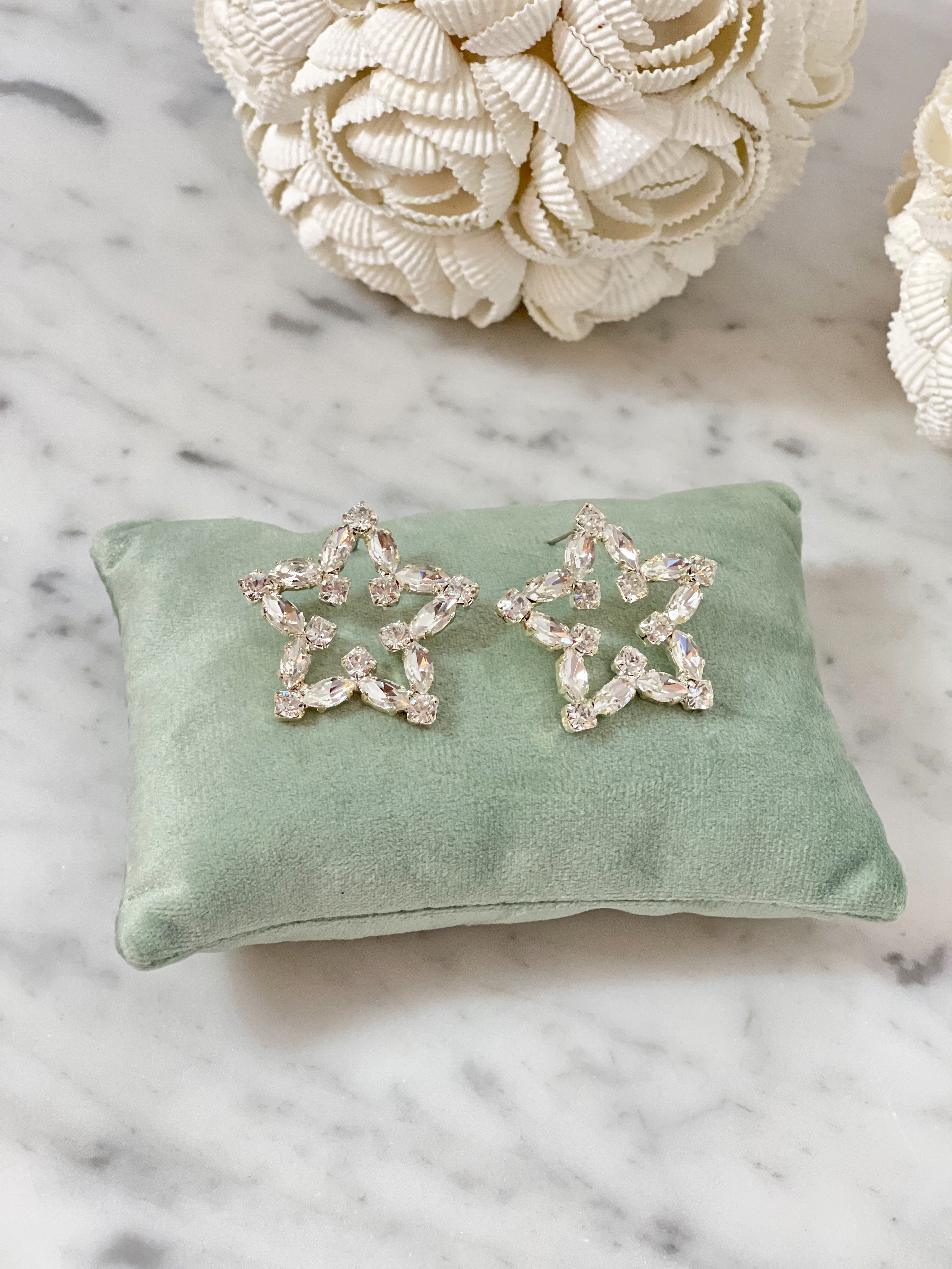 Earrings Star Stud Clear Silver