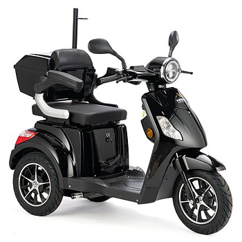 Promenadscooter_bäst_i_test_trehjulig_svart_Draco_med_hög_komfort,_800W_elmotor_och_MDR-godkänd._Även_kallad_permobil.