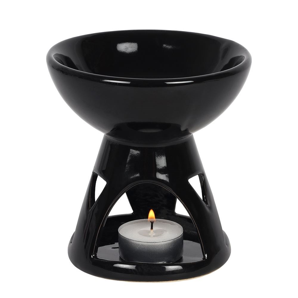  Aromalampa / Oil Burner - Svart med Djup Skål  - 3