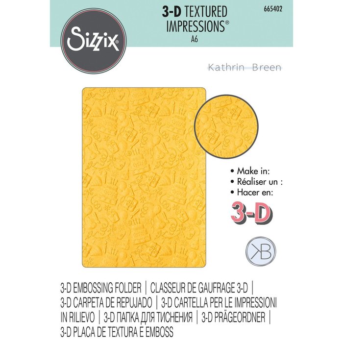  Sizzix 3-D Textured Impressions Embossing Folder - Celebrate by Kath Breen