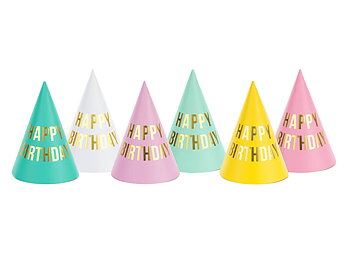 Partyhattar Happy Birthday mix 6-pack
