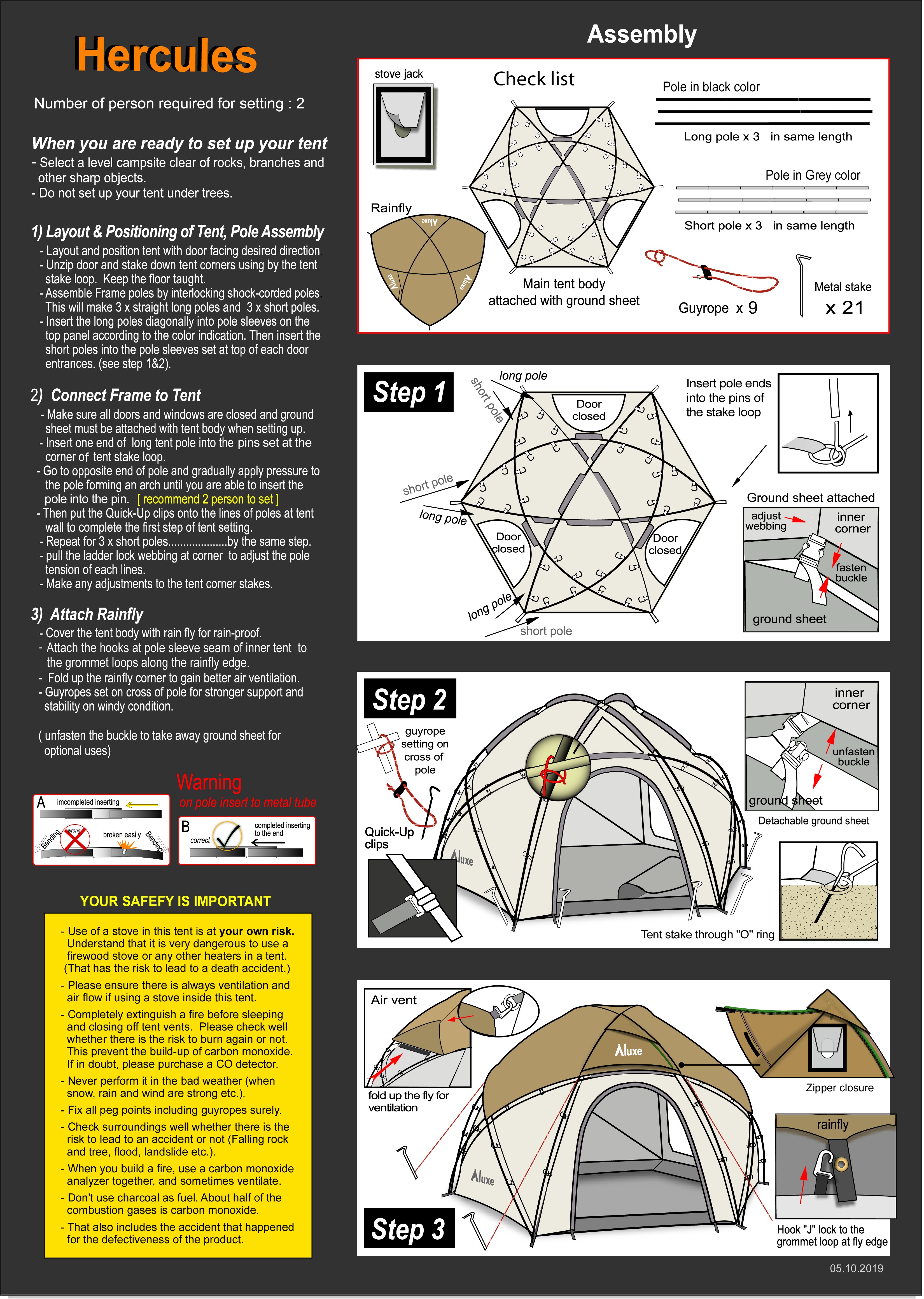 Luxe outdoor Hercules w/stove jack 8p tent - 5