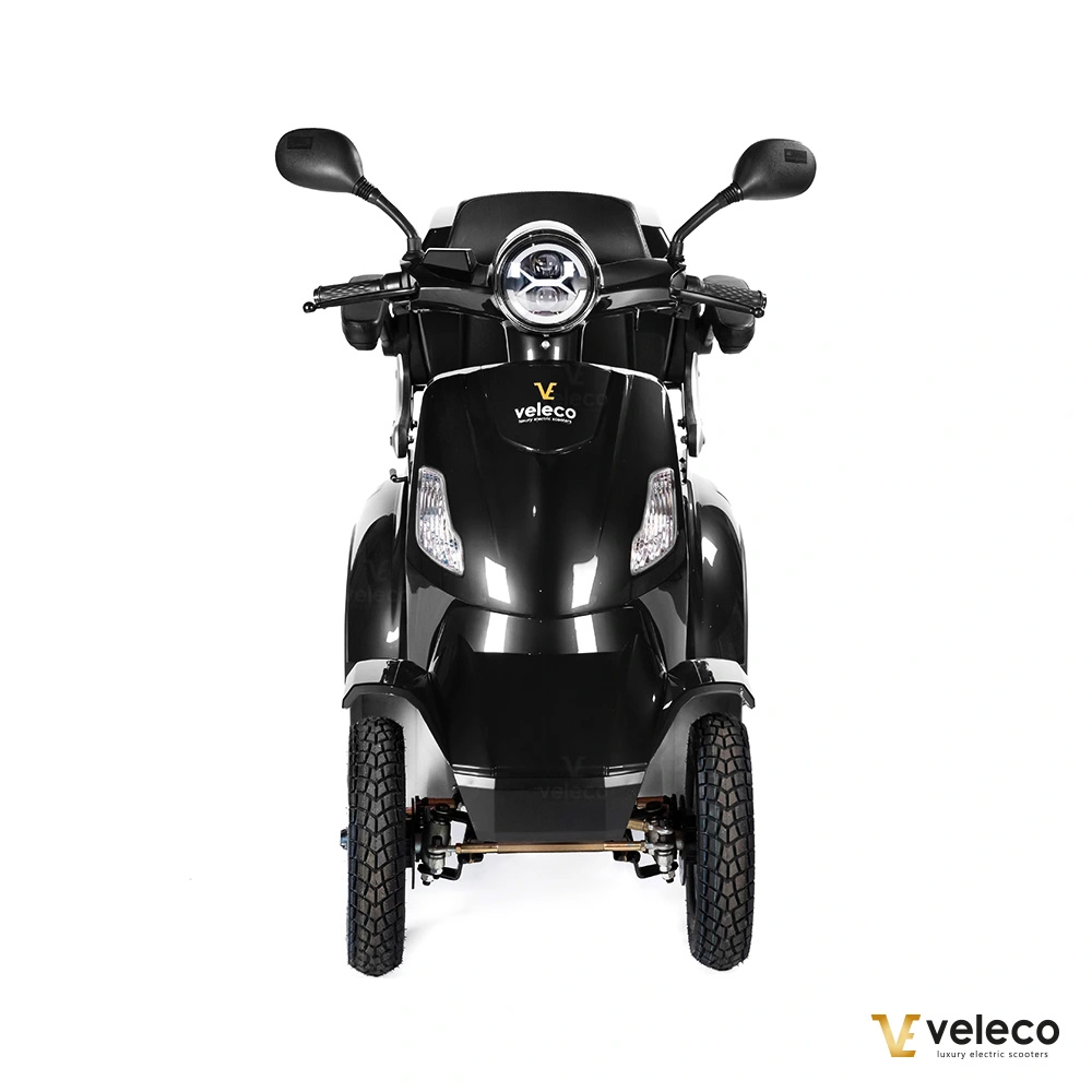 Promenadscooter bäst i test även kallad permobil eller promenadskoter svart 1000W fyrhjulig promenadscooter Faster framifrån