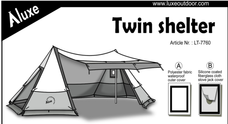 Luxe outdoor Twin shelter  with stove jack 4p tent - 5