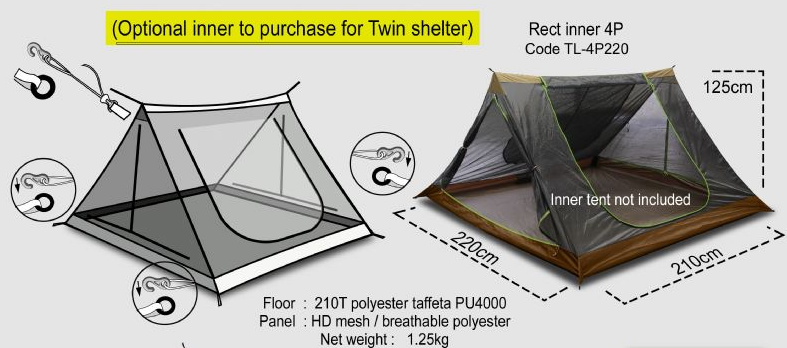 Luxe outdoor Twin shelter  with stove jack 4p tent - 6