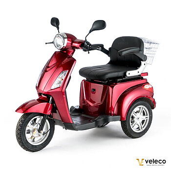Röd_promenadscooter_ZT15, _idealisk_för_seniorer_och_permobilanvändare