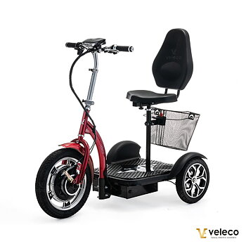 Röd_hopfällbar_ZT16_promenadscooter_för_seniorer