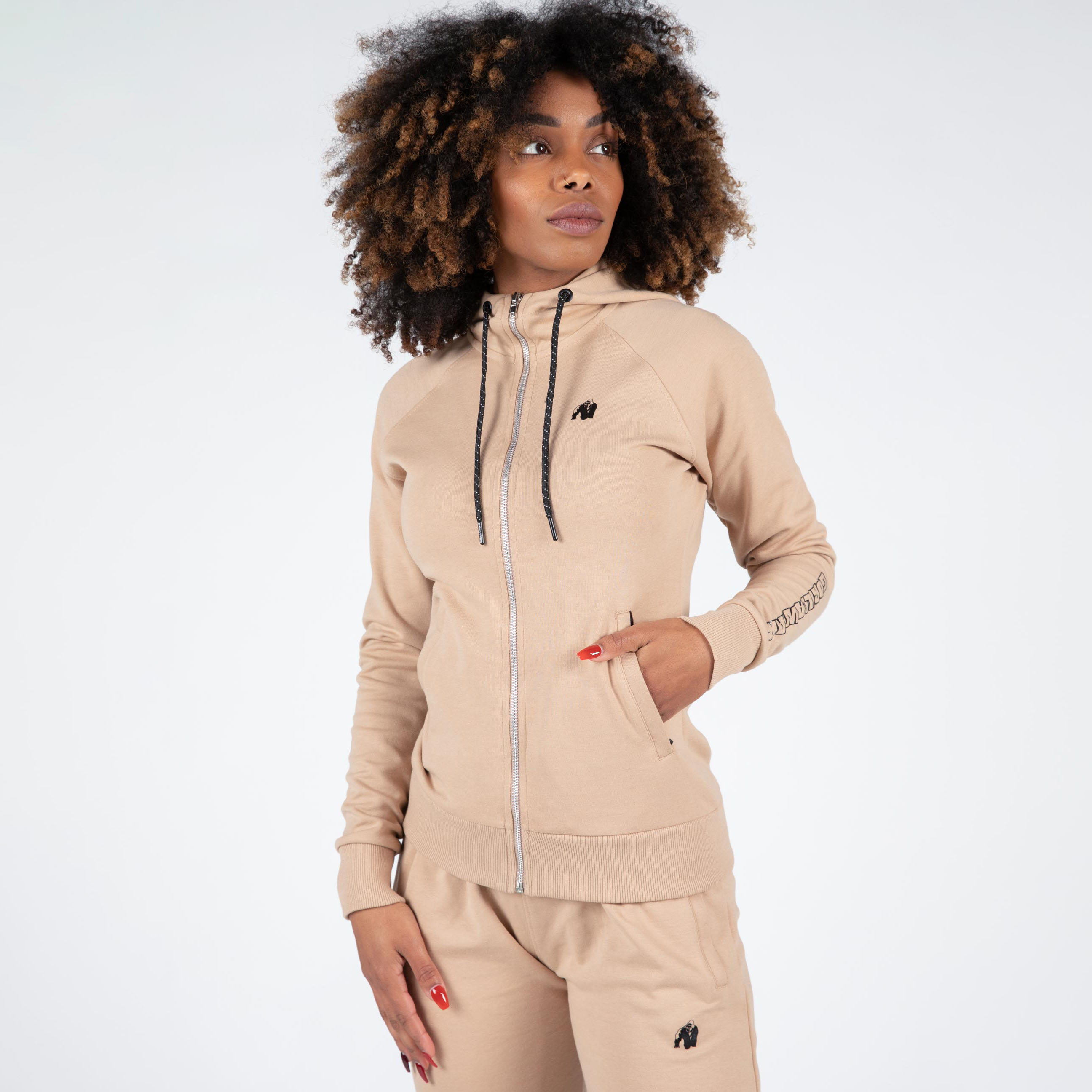 Marion Zipped Hoodie, beige