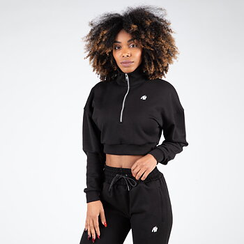 Ocala Cropped Half-Zip Sweatshirt, black