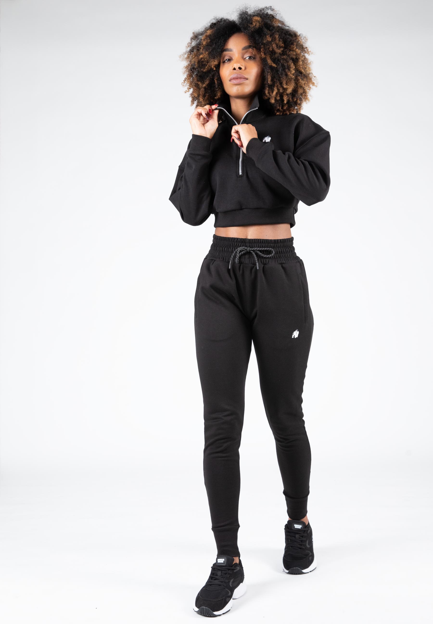 Ocala Cropped Half-Zip Sweatshirt, black - 8