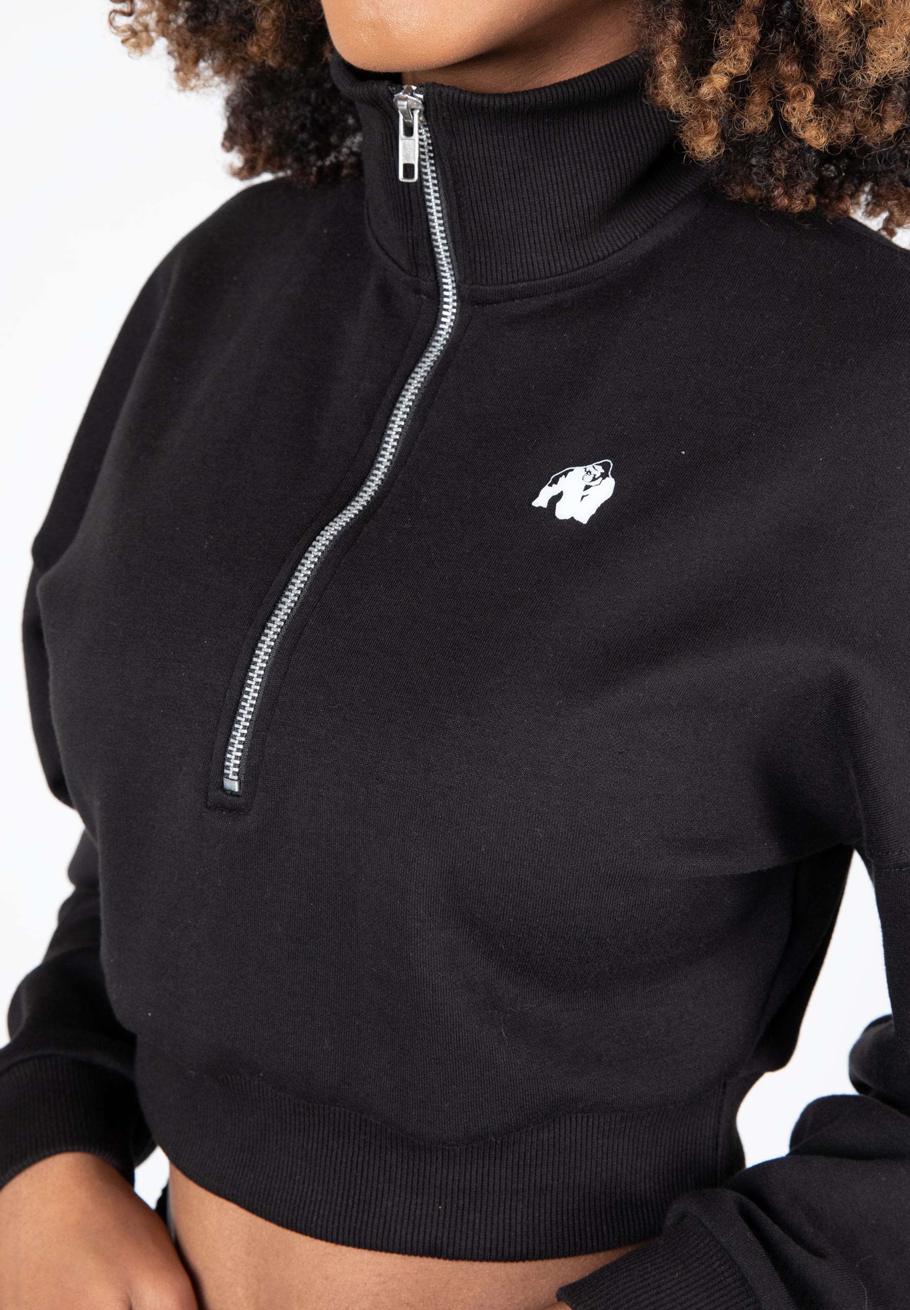Ocala Cropped Half-Zip Sweatshirt, black - 4