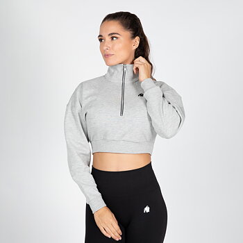 Ocala Cropped Half-Zip Sweatshirt, grey