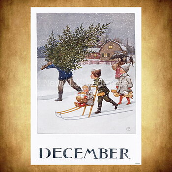 December Elsa Beskow - Månadsbild A4 - BB03