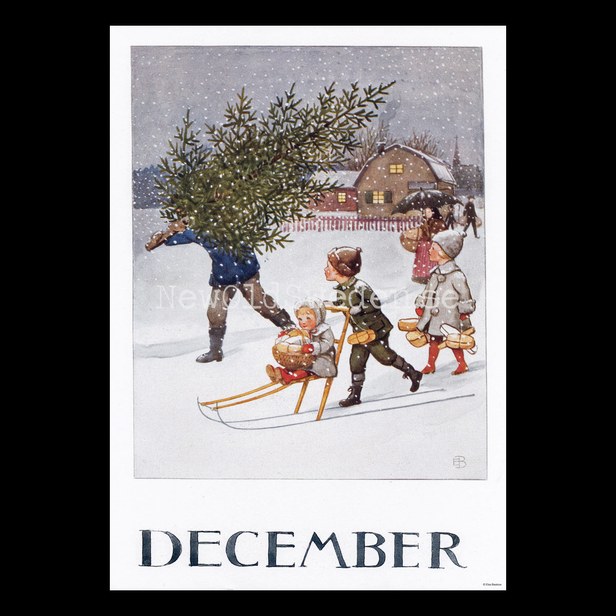 December Elsa Beskow - Månadsbild A4 - BB03