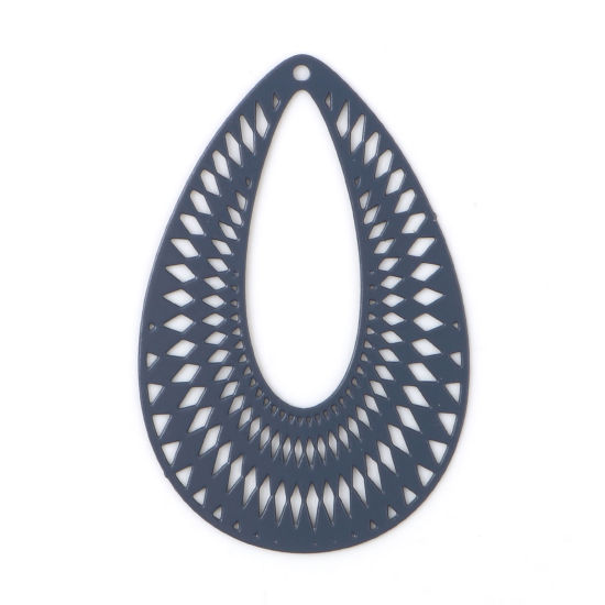 Berlock -  Droppe, Oval filigree  Grå