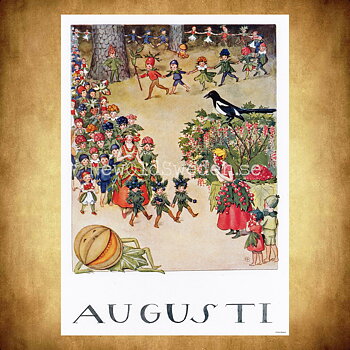 Augusti Elsa Beskow - Månadsbild A4 - BB02