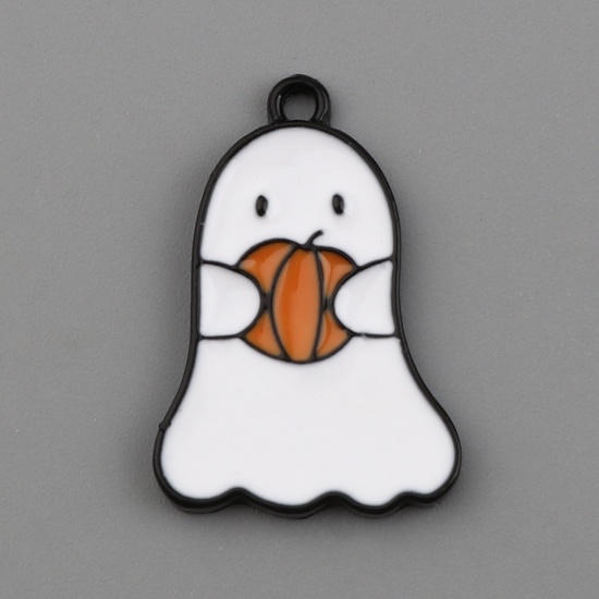 Charm Enameld Ghost w ball, halloween