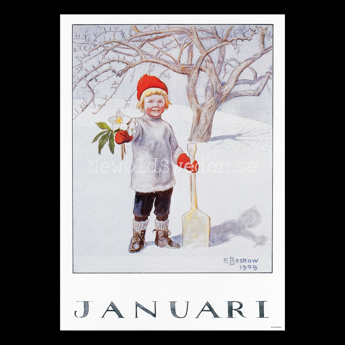 Januari Elsa Beskow - Månadsbild A4 - BB01