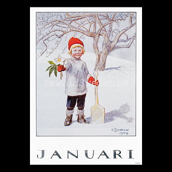 Januari Elsa Beskow - Månadsbild A4 - BB01