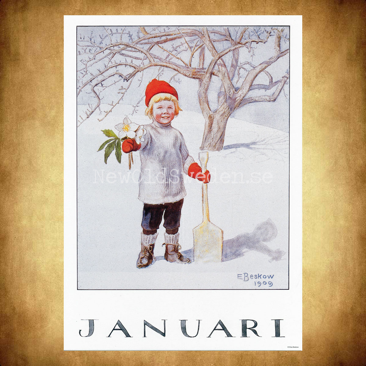 Januari Elsa Beskow - Månadsbild A4 - BB01 - 2