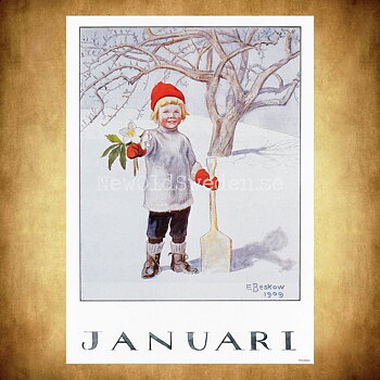 Januari Elsa Beskow - Månadsbild A4 - BB01