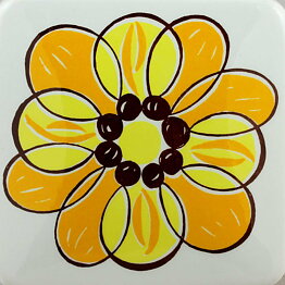 Inger Waage (Solei 1960s) Box with Yellow Flower Decor 11 cm