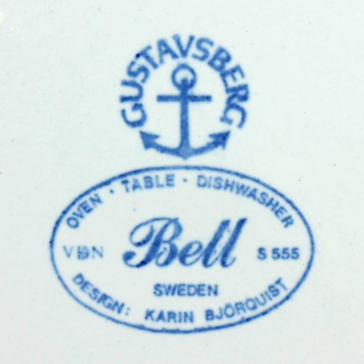 Karin Björquist (Bell 1980) Six Plates with Blue Flower Decor 21 cm