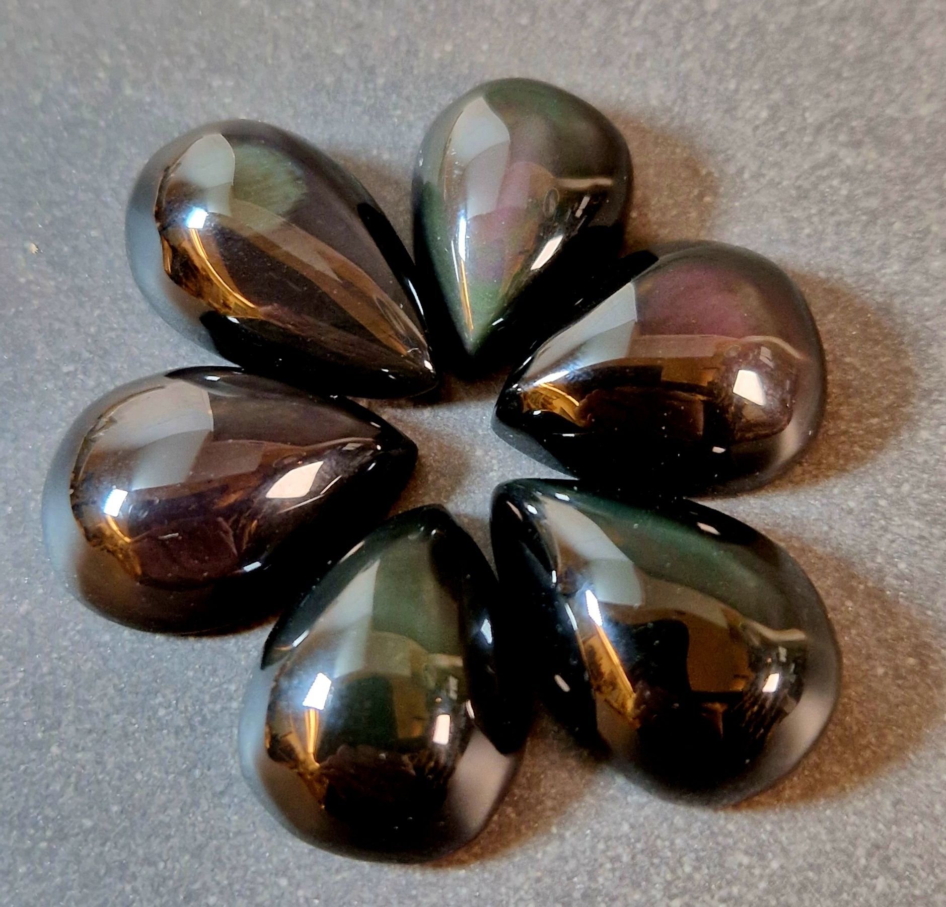 Regnbågs Obsidian Cabochon - Droppe
