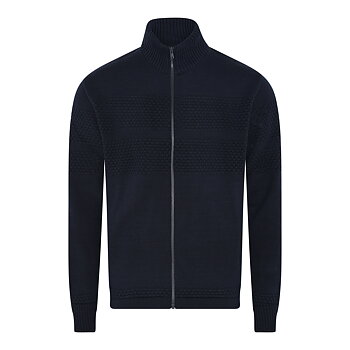Cardigan med dragkedja i marinblå lammull (Clipper)