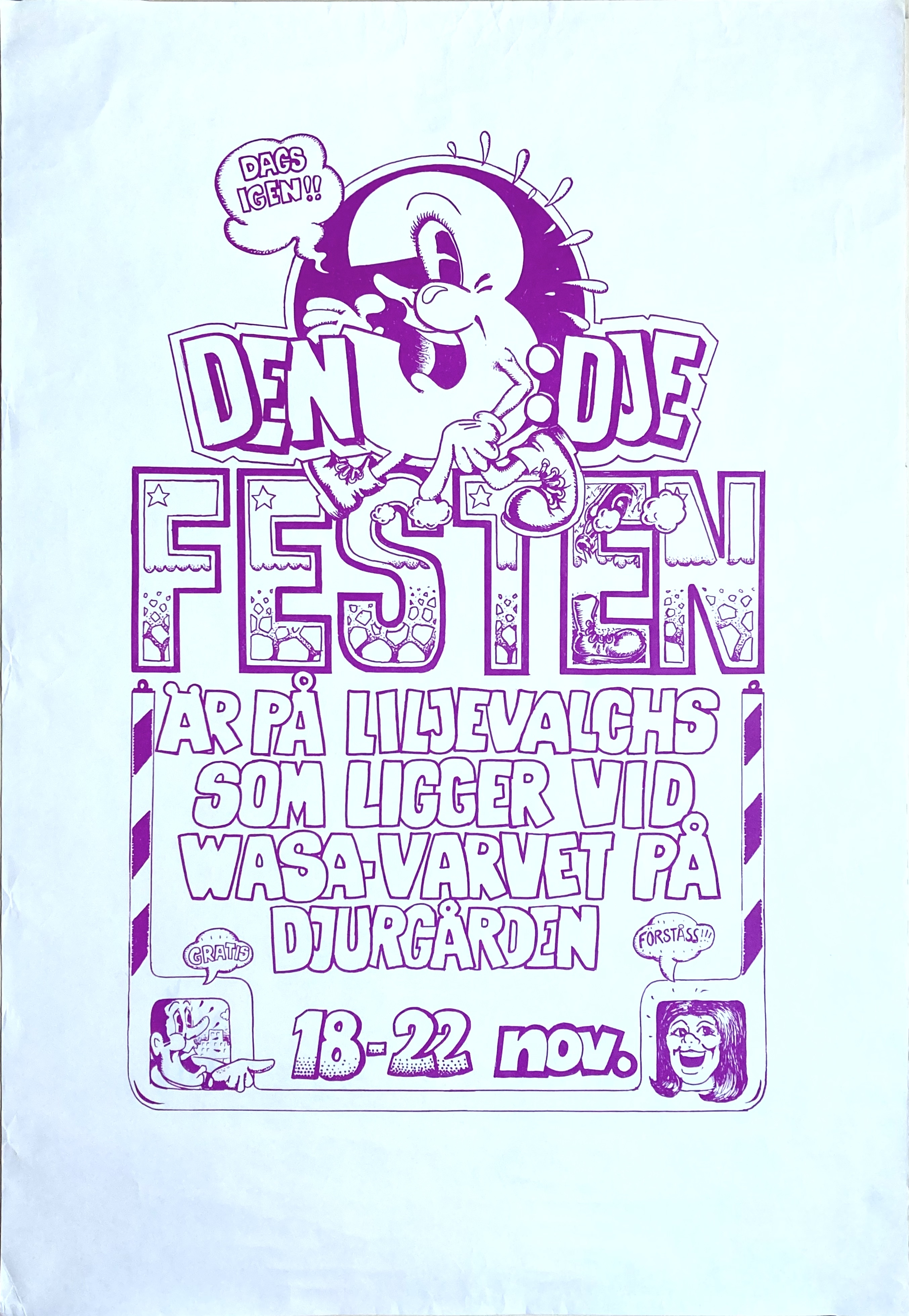 Den 3:dje festen – Liljevalchs - Stockholm 18-22 Nov Konsertaffisch (1970)