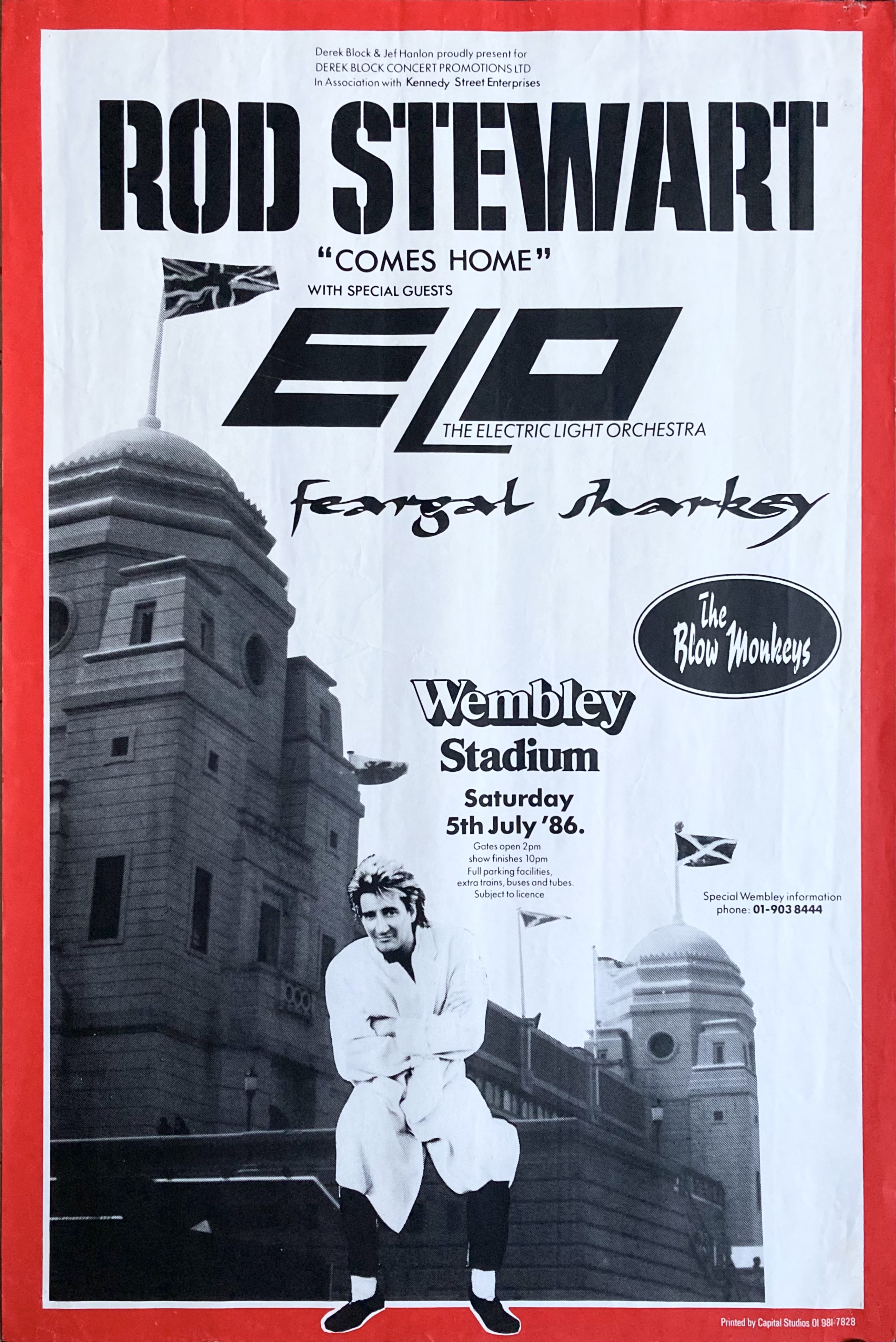 ROD STEWART + ELO - Wembley, London 5 Jul Konsertaffisch (1986)