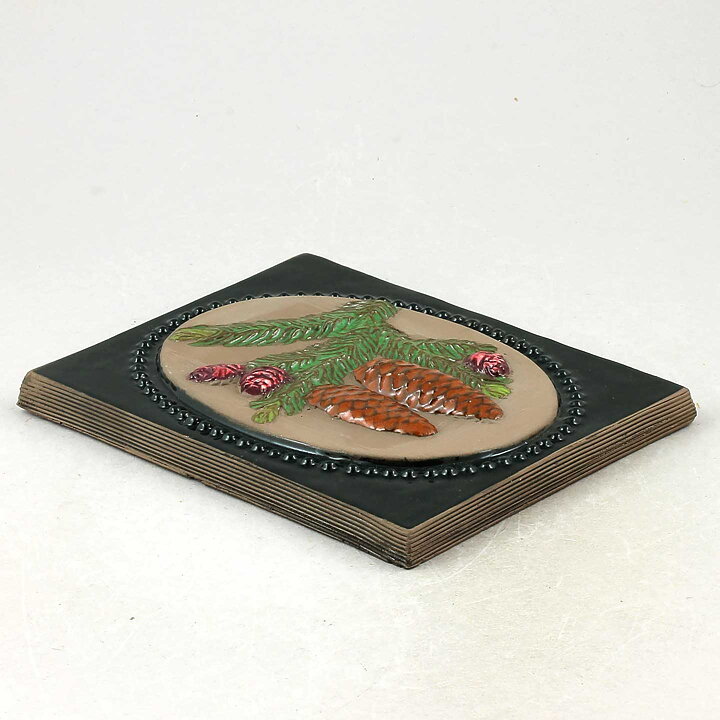 Aimo Nietosvuori (Landskapsblommor 1974) Rectangular Wall Plaque with Spruce Motif 17 cm  [Sample Images]