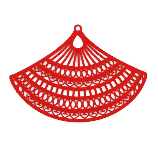Charm  Fan, filigree Red