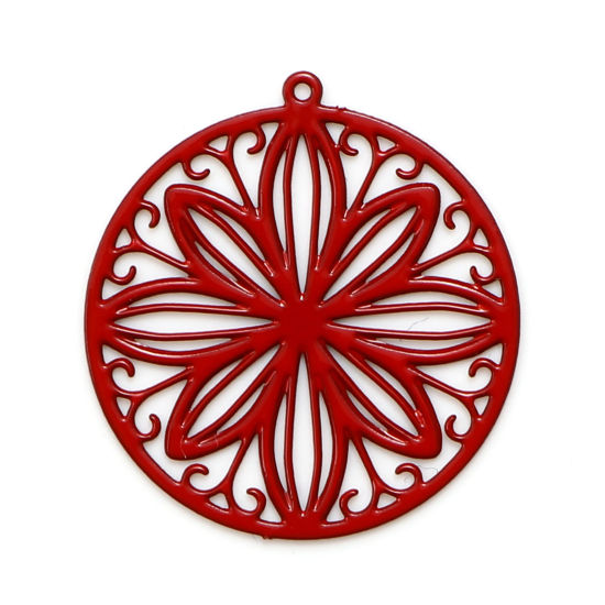 Berlock -  Rund,  Filigree,  Röd