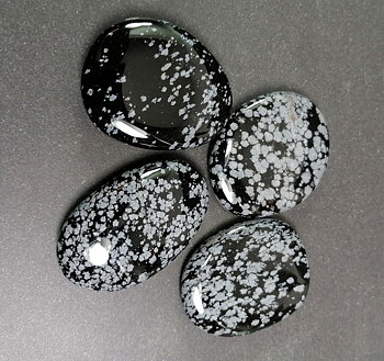 Palm Stone "No Worry Stone" - Snöflinge Obsidian