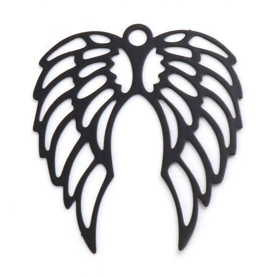 Charm Angel wings Filigree, Black
