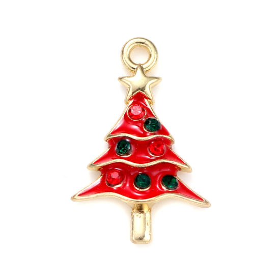 Berlock -  Enameld Christmas tree, red rhinestones