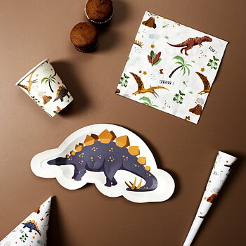 Pappersmugg dinosaurie 6st