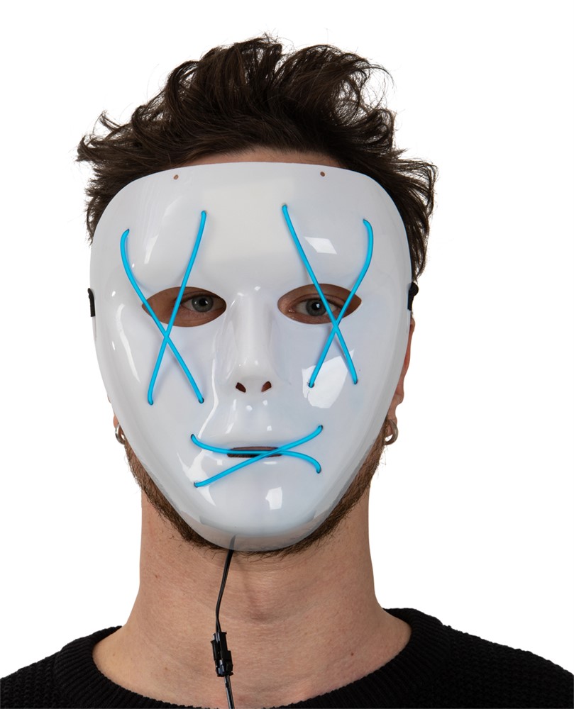 Halloweenmask Staty, Blå Ledmask