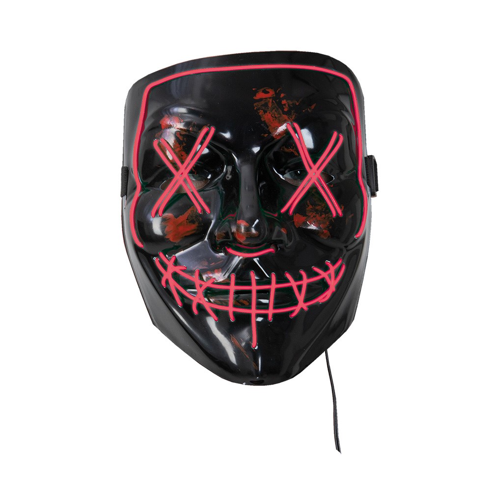 Halloweenmask Svart/röd Ledmask