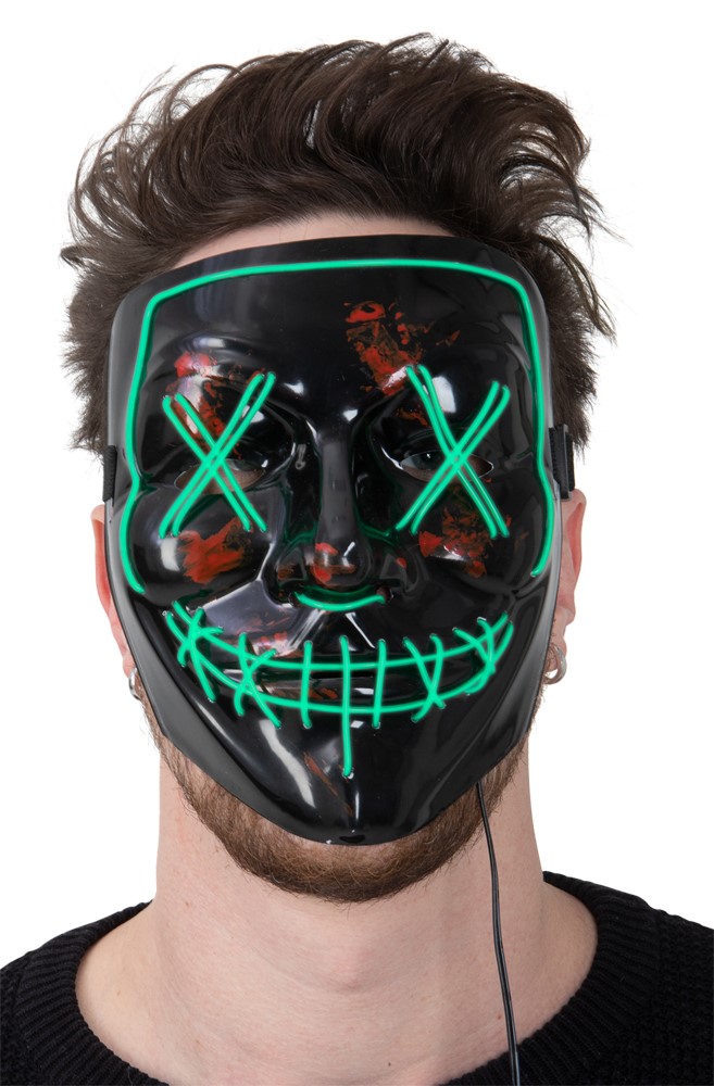 Halloweenmask grön Ledmask - 2