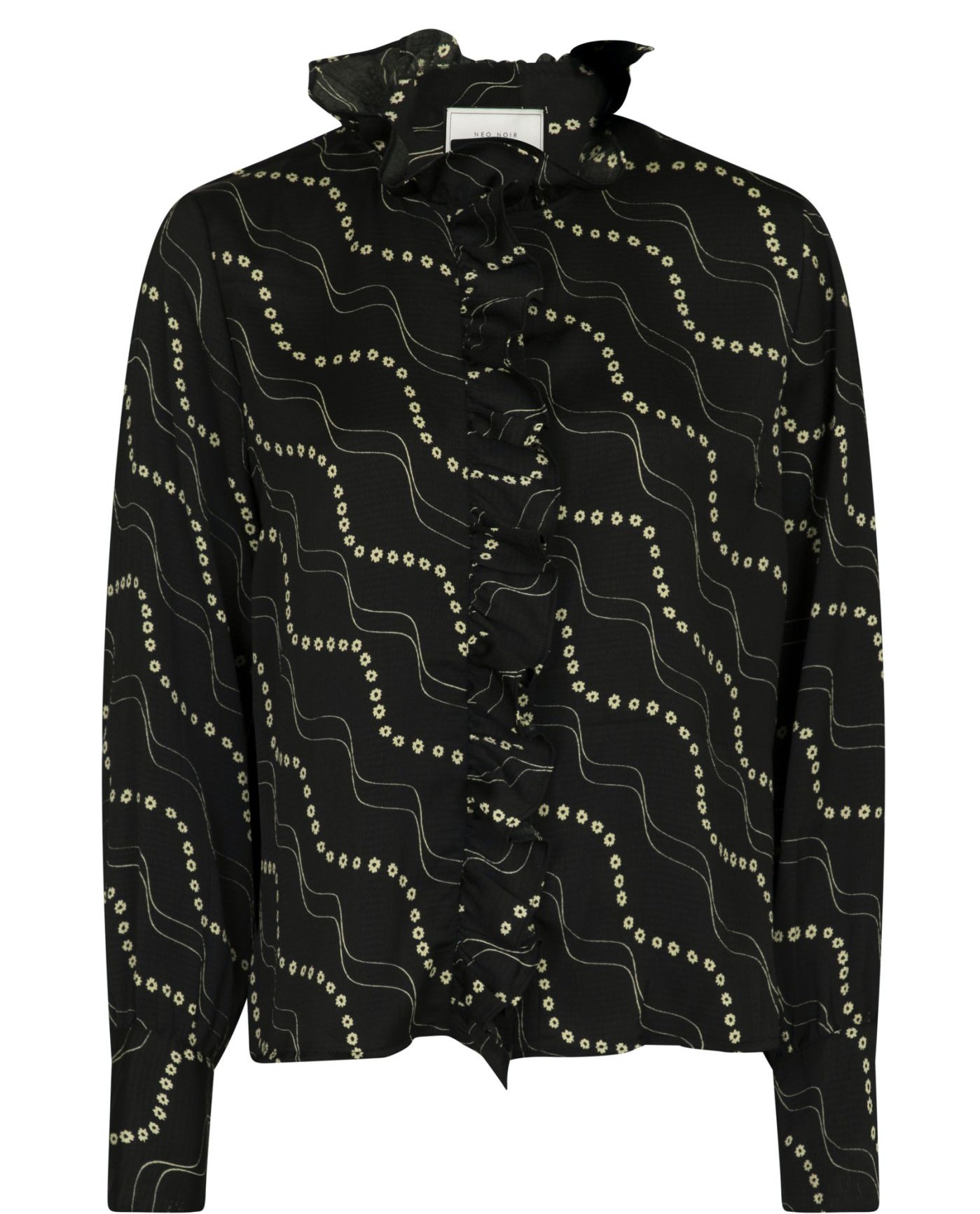 Neo Noir Baxter Flower Stripe Shirt, Black