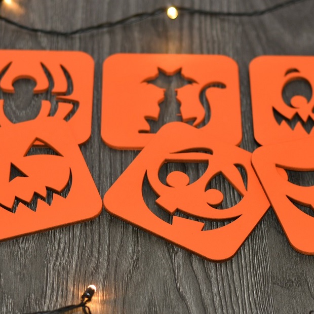 Glasunderlägg i trä Halloween