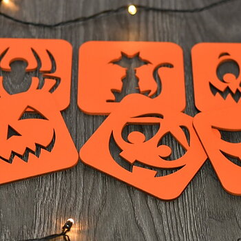 Glasunderlägg i trä Halloween